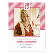 Chic Diagonals Graduation Announcement/Invitation Post Card