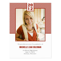 Chic Diagonals Graduation Announcement/Invitation Post Card