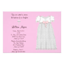 Chic Elegant Cross & Dress Baptism/Christening Personalized Announcements