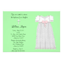Chic Elegant Cross & Dress Baptism/Christening Personalized Invitations