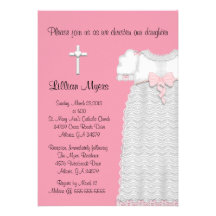 Chic Elegant Cross & Dress Baptism/Christening Card