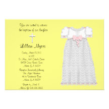 Chic Elegant Cross & Dress Baptism/Christening Personalized Invites
