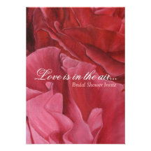 Chic elegant red roses bridal shower invites