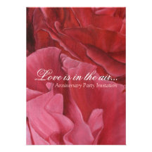 Chic elegant red roses wedding anniversary invites