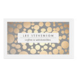 Chic Faux Gold Leaf Circle Grey Blue Business Card
