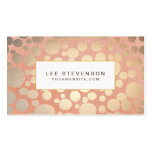 Chic Faux Gold Leaf Circles Pink Linen Look Business Cards