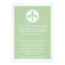 Chic Fleur De Lis Wedding Invite, Sage