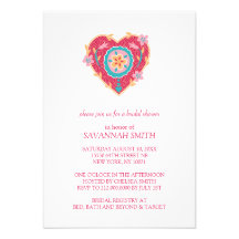 Chic Floral Hearts Bridal Shower Invitations