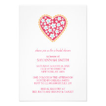 Chic Floral Hearts Bridal Shower Invitations