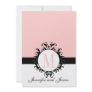 Chic French Damask Monogram M Wedding Invitation