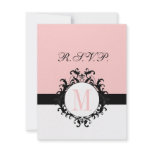 Chic French Damask Monogram Wedding RSVP Card Custom Announcement