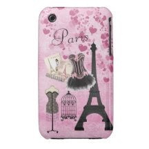 Chic Girly Pink Paris Fashion iPhone 3 Cover