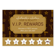 Chic Gold & Coco Brown Salon Loyalty Rewards Card Business Cards