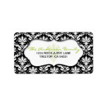 Chic Green Polka Dot Damask Address Labels