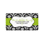 Chic Green Polka Dot Damask Address Labels