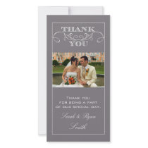 Chic Grey Wedding Thank You Photo Cards
