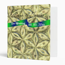 Chic Jade Ribbon & Celebration Golden Glow Wedding 3 Ring Binders