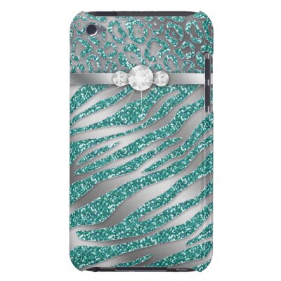 Chic Leopard Zebra iPod Barely There Cover Teal Ipod Touch Cases by thefashioncafe