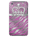 Chic Leopard Zebra iPod Barely There Pink Crown Ipod Touch Cases