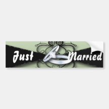 Chic Mint Green and Black Wedding Favor Bumper Stickers
