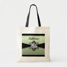 Chic Mint Green and Black Wedding Favor Tote Bags