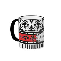 Chic Paris Stripes and Damask Add Your Name Mugs