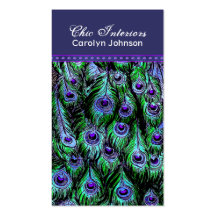 Chic Peacock Feathers Business Card