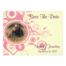 Chic Pink and Cream Photo Save the Date Card Invite