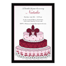 Chic Pink and Crimson Wedding Cake Invitation