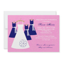 Chic Pink and Navy Bridal Shower Invitation