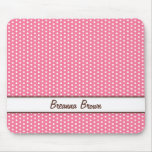 Chic pink polka dots personalized name trendy mouse pads