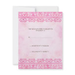 Chic pink vintage lace wedding invite RSVP card
