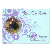 Chic Purple and Teal Photo Save the Date Card Announcement