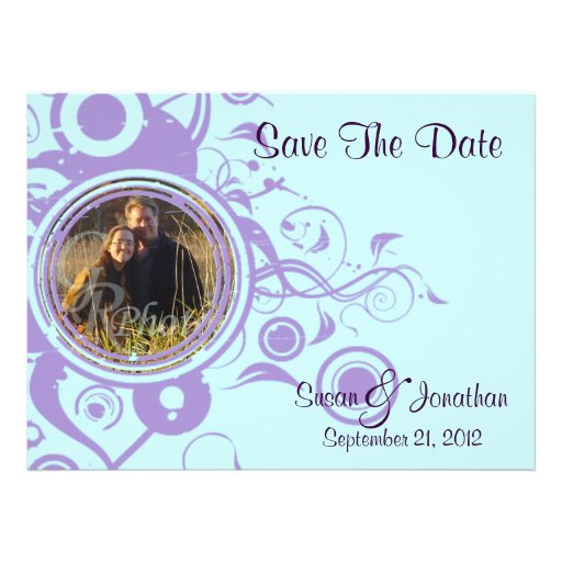 Chic Purple and Teal Photo Save the Date Card Announcement
