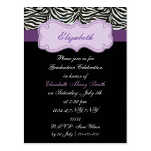 chic purple Graduation party Invitation Postcards