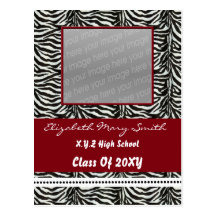 chic red photo Graduation Invitation Postcards