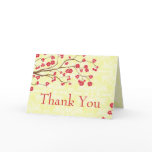 Chic red + yellow floral damask wedding thank you card