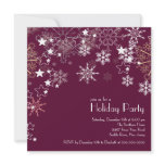 Chic Snowflakes Christmas Holiday Party Plum invitations