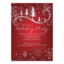 Chic Snowflakes Christmas Trees Holiday Party Custom Announcement