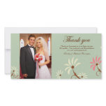 Chic soft teal + cream floral wedding thank you