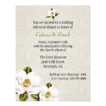 Chic Southern Magnolias Wedding Rehearsal Dinner Custom Invites