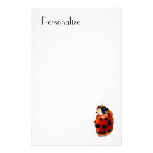 Chic Spotted Ladybug With Name Stationery