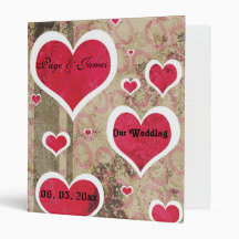 Chic Stylish Love Celebration Pink Hearts Wedding Binders
