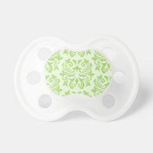 Chic stylish ornate lime green damask pattern pacifiers