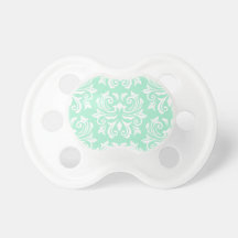Chic stylish ornate mint green damask pattern pacifier