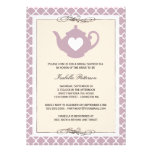 Chic Tan & Purple Teapot Bridal Shower Tea Party Personalized Announcement