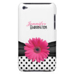 Chic Trendy Pink Gerbera Daisy Polka Dot iPod Case iPod Case-Mate Case