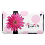 Chic Trendy Pink Gerbera Daisy Polka Dot iPod Case Barely There iPod Covers