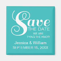 Chic Typography Save the Date Magnet, Aqua