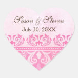 Chic vintage pink lace damask wedding stickers